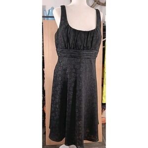Evan Picone Dress Size 16 Black Floral Lacey Fit‎ And Flare Shimmery